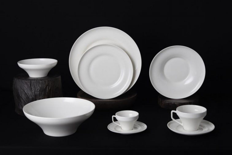 new bone china - Embossed dinning set  white glaze for daily used ceramics