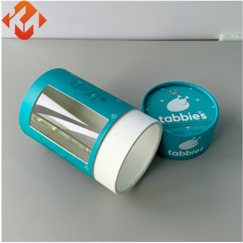 Custom designed recyclable cylindrical paper tube box for food tea coffee food grade round box packaging with window container