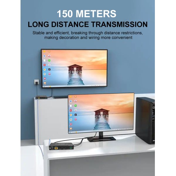 HDBaseT HDMI Extender with 150m Extension 4K60 Support and PoC Function for Professional AV Installation