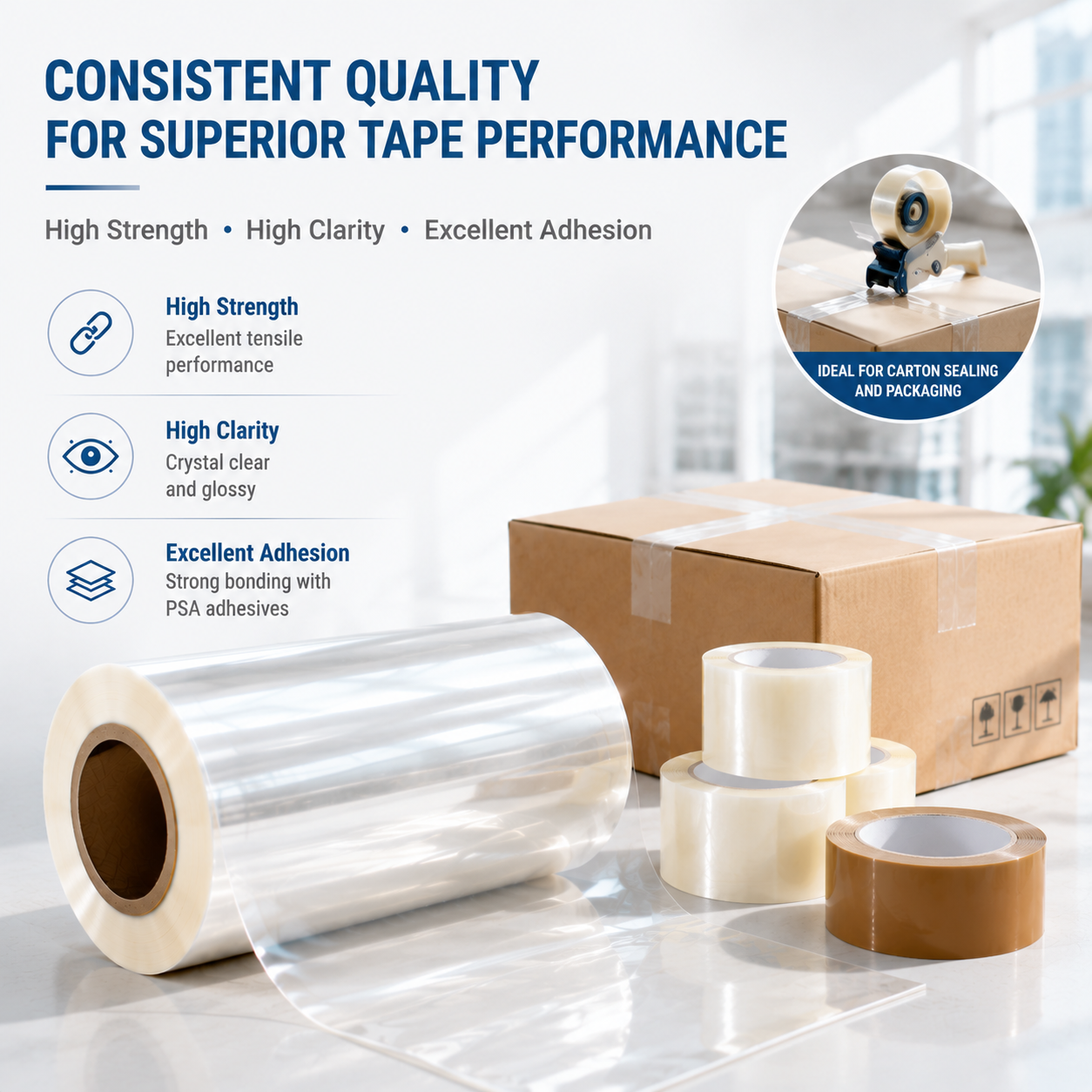 Security Tamper Evident BOPP Tape Film 25-38 Micron High Tensile for Anti-Theft Carton Sealing Tape