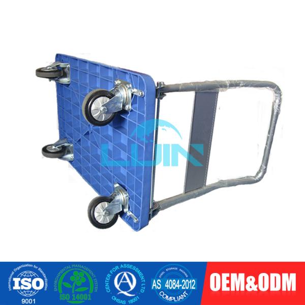 Trole padrão dobrável azul da mão da plataforma para o transporte 300kg