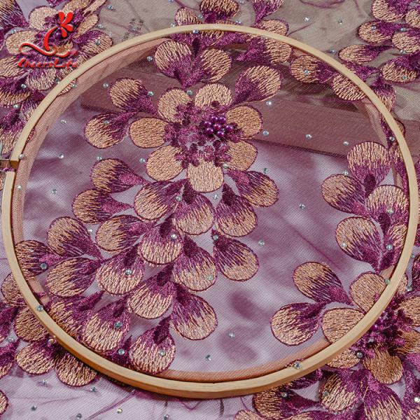 Pretty And Colorful Dressmaking Embroidered Lace Fabric For Clothing