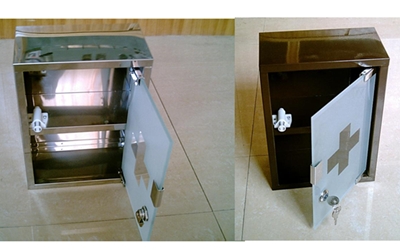 2017 compartment wall Container label Metal layer Stainless Steel Medical box Metal Box/medicine Chest Portable Medication Lock