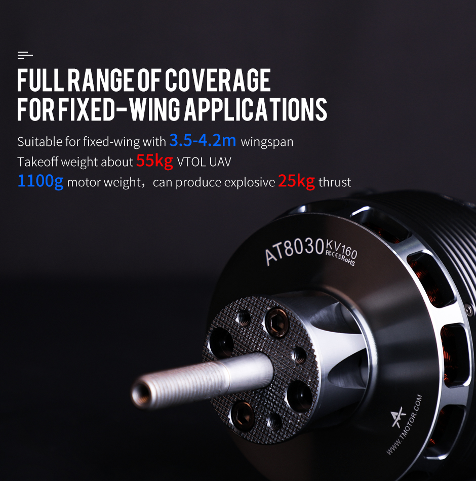 T-MOTOR AT8030 85CC Brushless 6800W 7500W 10S 14S Airplane Fixed Wing Drone Motor