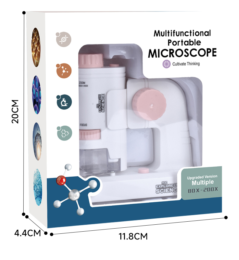Lucrehulk 60X-120X Mini Pocket Microscopes for Kids Portable Student Mini Microscope Kids Science Microscope With LED Lights