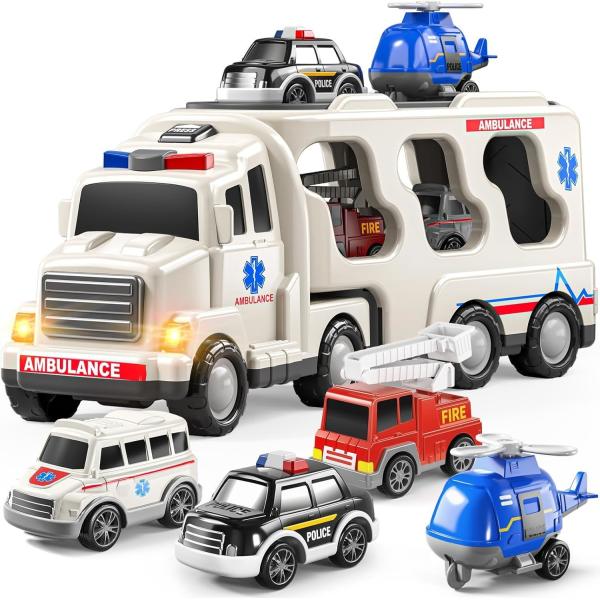 Friction Toy Style Emergency Rescue Vehicle Toddler Truck Toys Birthday Gifts for Girls Age 3-9