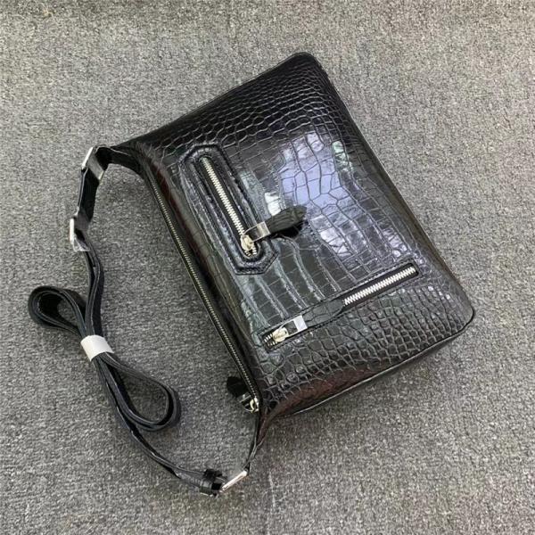 Exotic Alligator Skin Men's Soft Shoulder Bag Authentic Real Crocodile Leather ZIP Satchels Purse Male Crossbody Bag