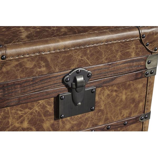 Large Leather Square Storage Trunk , Bedroom Storage Trunk Chest Copper Lock