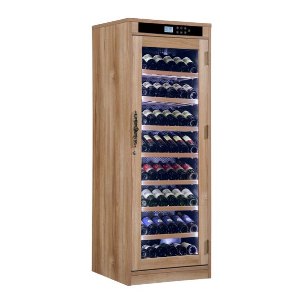 Wood Grain Finish Kitchen Wine Cooler Cabinet with Precision Temperature Control and Adjustable Shelves