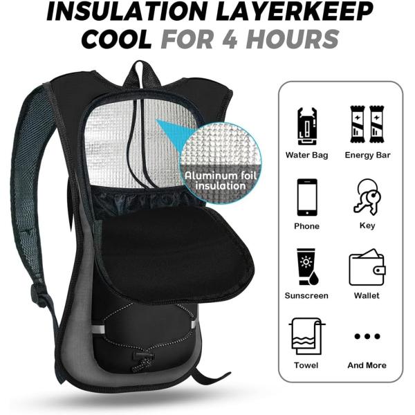 Hydration Backpack Hydration Pack Water Backpack with 2L(70-Ounce) Hydration Bladder for Men Women Kids for Running