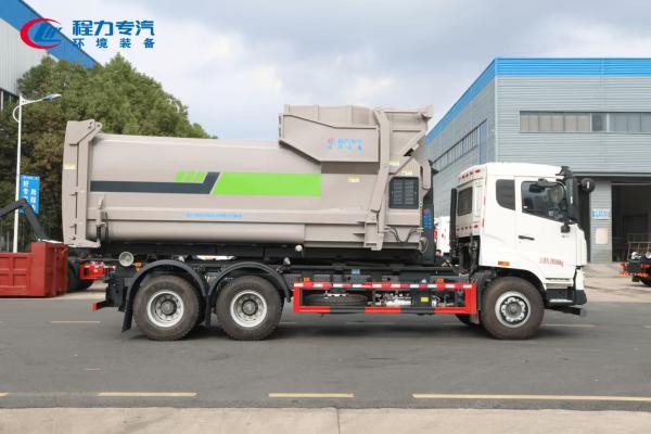HOWO 3 Axle Hook Lift Garbage Truck with XCMG 3 Ton Crane