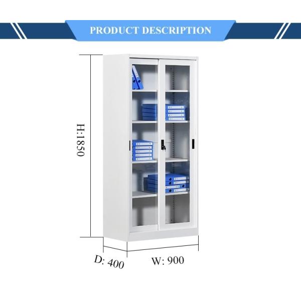 2 Glass Sliding Door Metal Filing Cupboard Metal Storage Cabinet