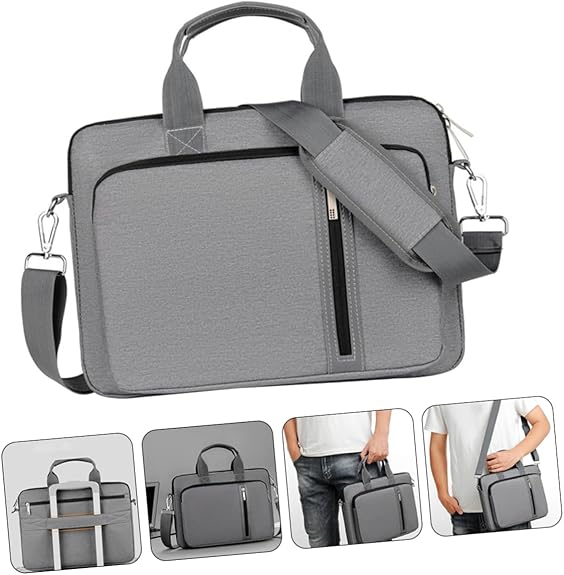 Laptop Handbag Stylish Grey Crossbody Computer Bag for Women Protective Sleeve Case with Adjustable Shoulder Strap for Work Wholesale OEM/ODM/Private Label