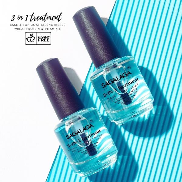 Custom Private Logo Nails Strengthener Hardener 3 in 1 Transparent Base and Top Coat Air Dry Nail Polish for Thin Damaged