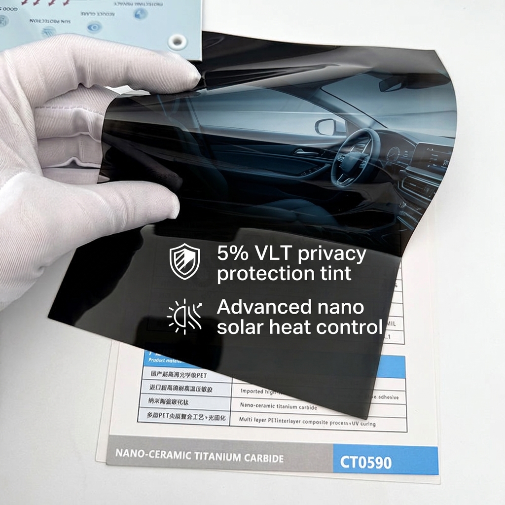 5% VLT Auto Window Tint Film Nano Solar Sun Heat Control PET UV Protection Anti