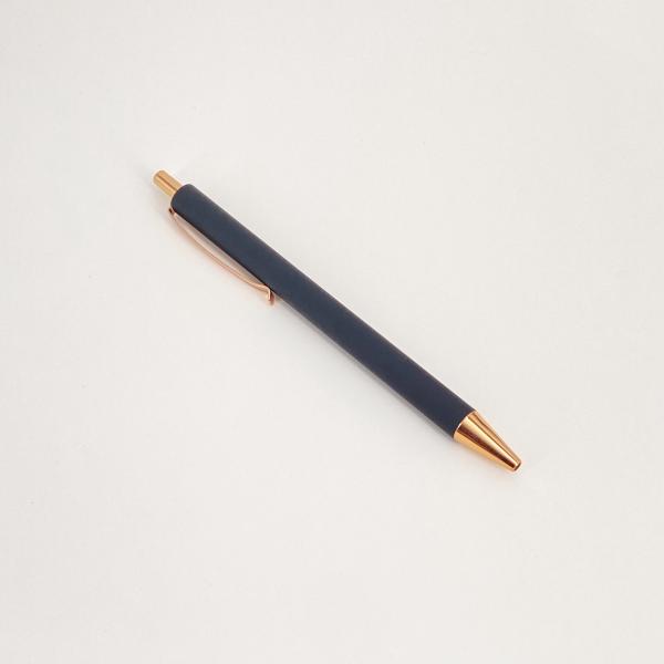 Press Type Business Office Pen Metal Ballpoint Pen With Spray Adhesive Process