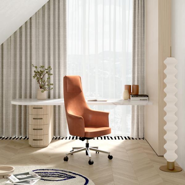 Luxury Executive Office Leather Chairs With Wheels and Adjustable Height