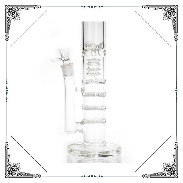 18 Inches Hookahs Straight Tube , Big Triple Honeycomb Perc Glass Tobacco Pipe