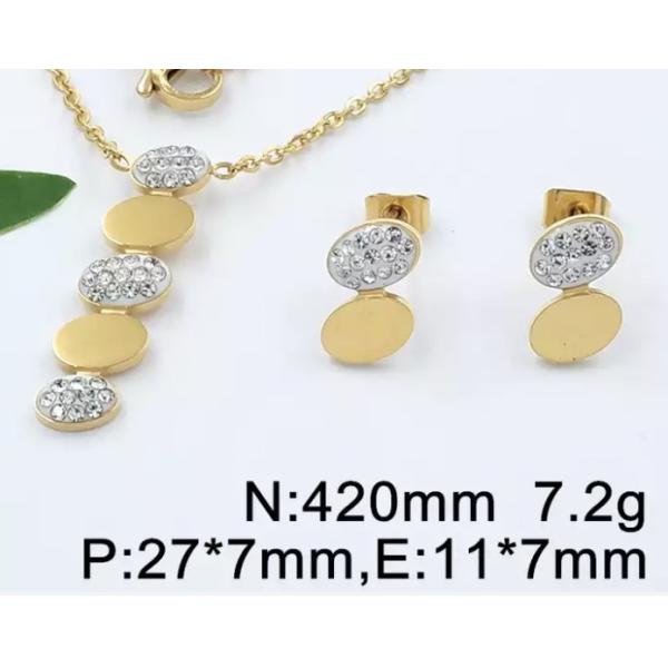 Female Stainless Steel Jewelry Set High Drop Shaped Rhinestone Jewelry Necklace
