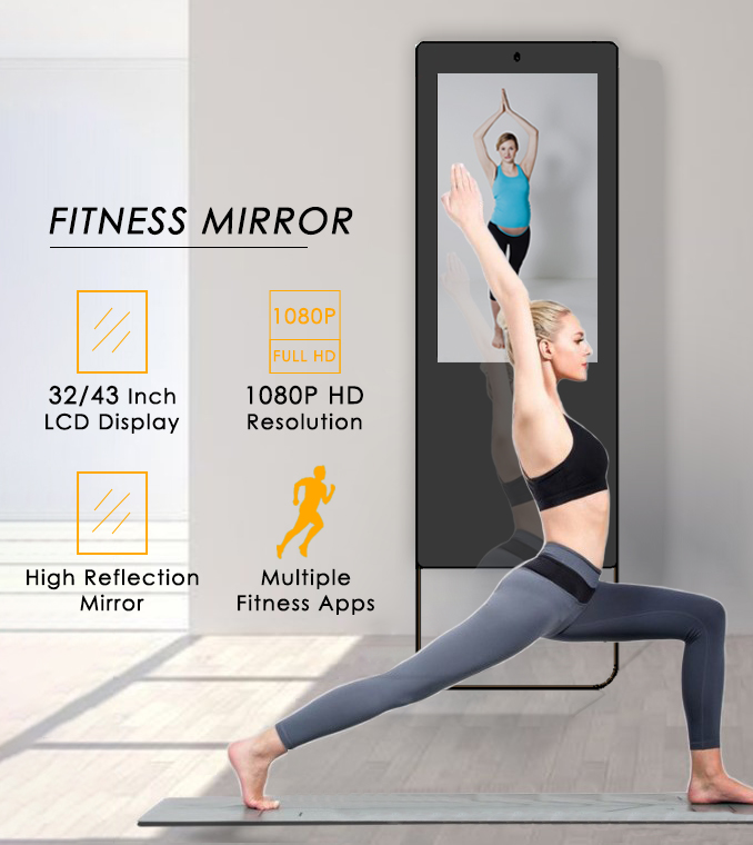 Interactive Full HD LED Full Body Gym Workout Mirror Smart Fitness Floor-Standing Exercise Tool Healthy Workout Companion