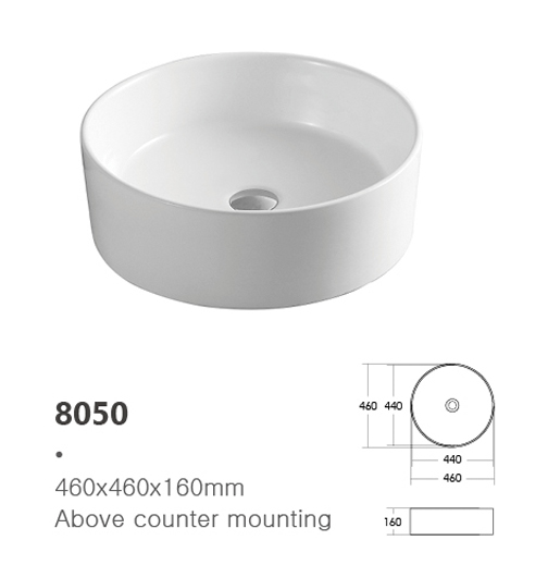 Countertop Bathroom Ceramic Round Hand Wash Basin Vanity for Hotel Bathroom Ceramic Sink