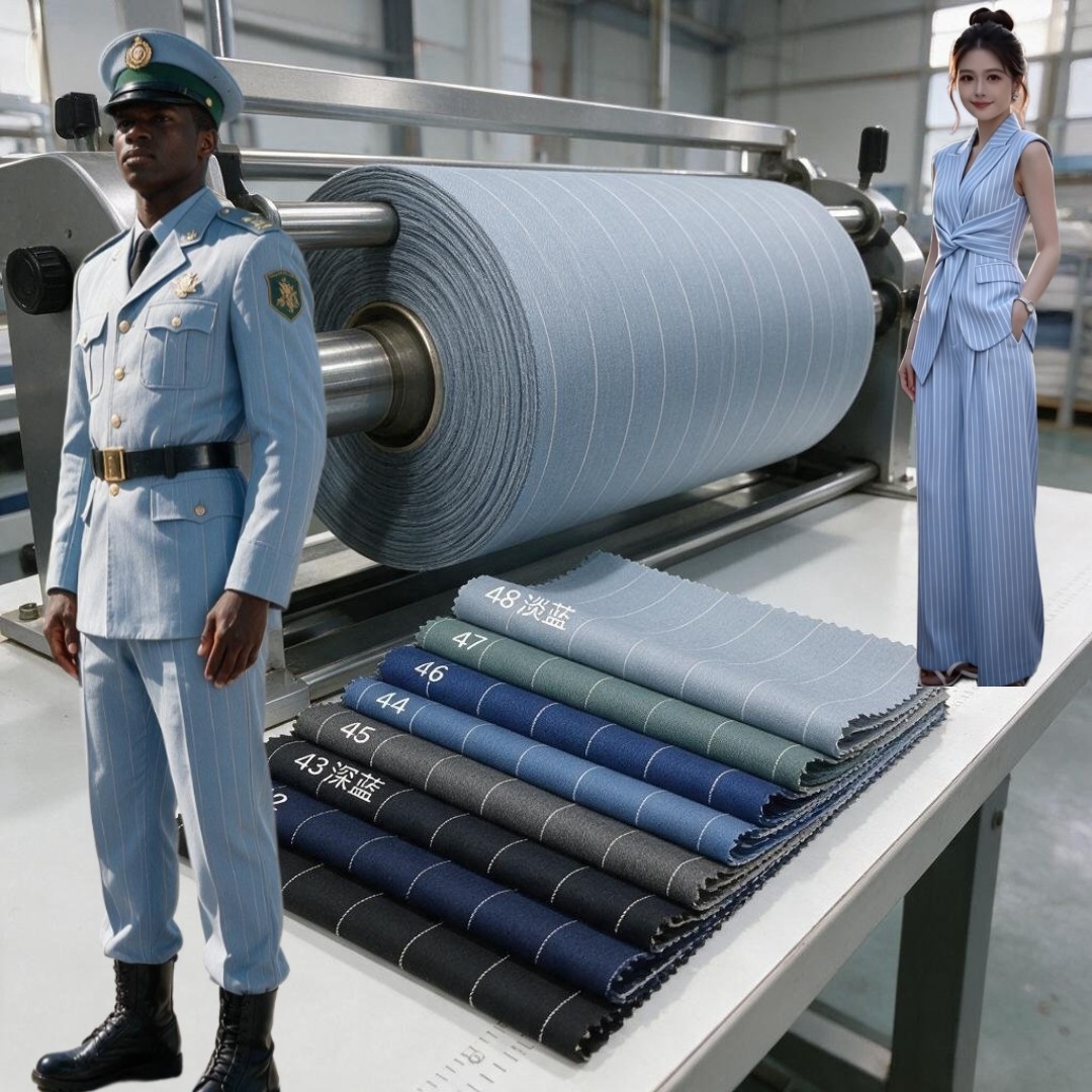 Polyester Yarn-Dyed Stripe Fabric - Wrinkle-Resistant Easy-Care 230gsm Uniform