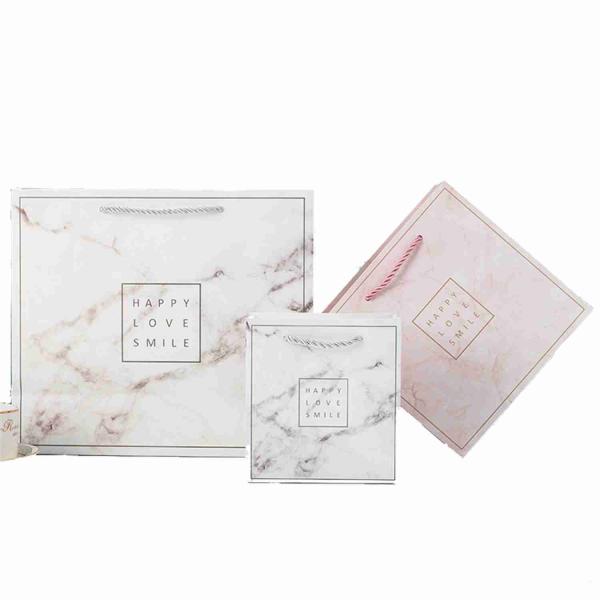 Boutique Recycled 250gsm Marble Paper Gift Bags Boxes For Cosmetic Clothes