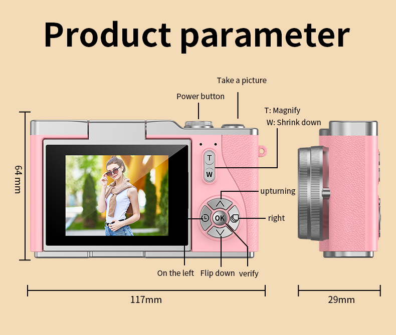 DLC Retro Ccd Digital Camera Ultra-high-definition Flip-cover 4K Ultra-clear Image, Portable for Students and Campus Travel