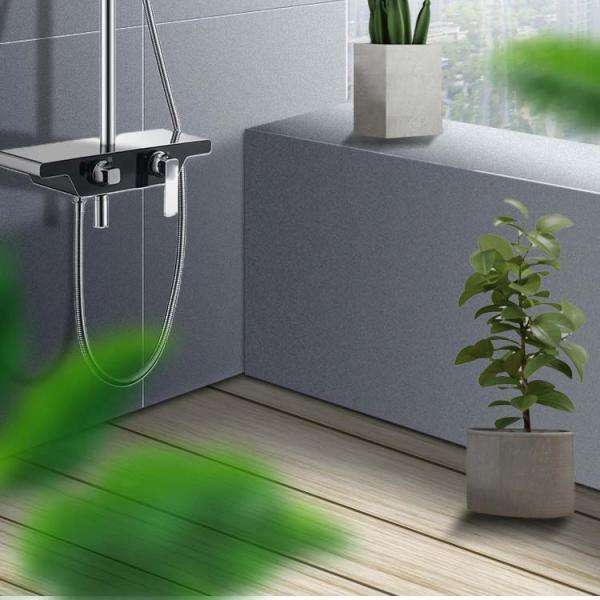 Chrome Copper Bathroom Round Head Shower Set And Rain Shower Mixer Set