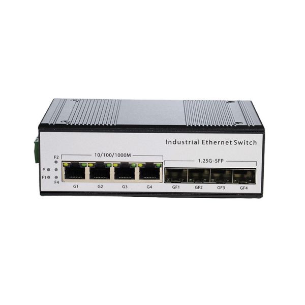 Industrial Gigabit POE Fiber Switch 4 SFP Fiber Ports 4 PoE Ethernet Ports Fiber