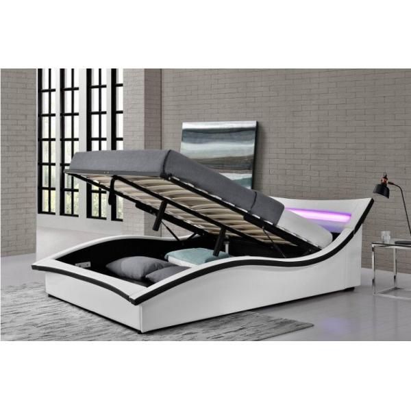PU итальянского Faux формы кривой кровати хранения подъема газа дизайна кожаный с СИД