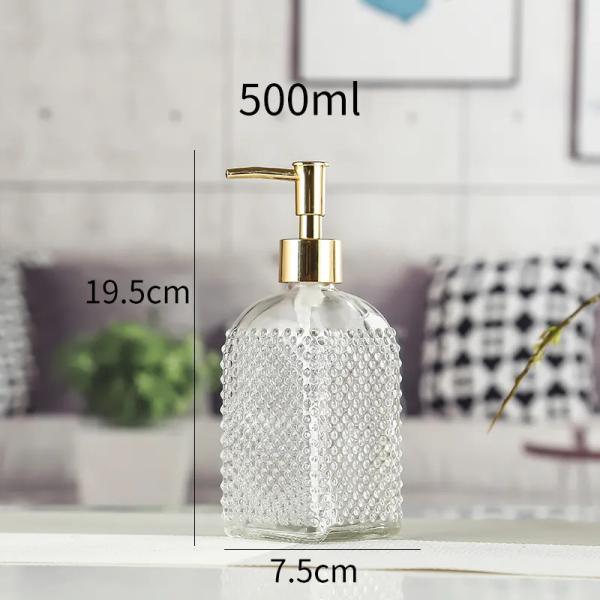Polka Dot Glass Bottle 500ml For Press Type Dispensing Of Hand Sanitizer And Emulsion