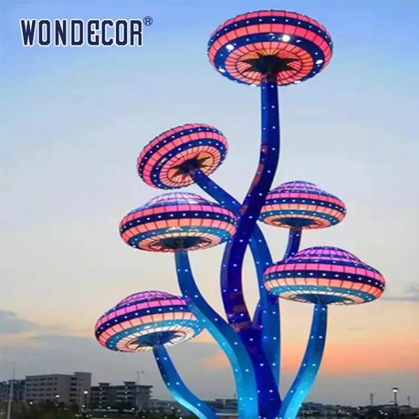 Lighting Abstract Metal Garden Plant Sculptures  3D+2D  Design