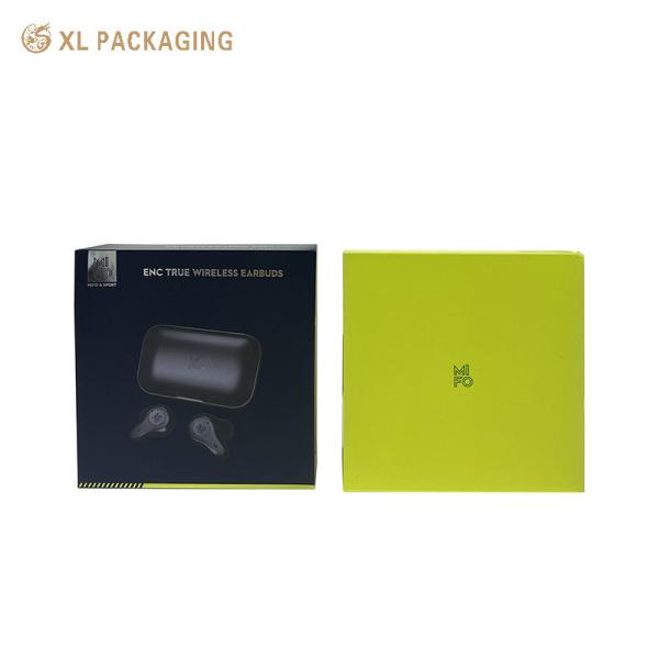 XL Packaging Black Rigid Paper Earphone Packaging Box  Shockproof Mobile Bluetooth Headset Box With Magnetic Closure Foam Insert Gloss Lamination Sleek Design For Wireless Earbuds Tech Gifts