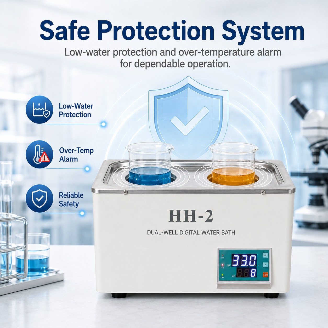 Cenlee Laboratory Reagent Incubation Dual Hole PID Digital Control Room Temp to 100C Constant Temperature Water Bath