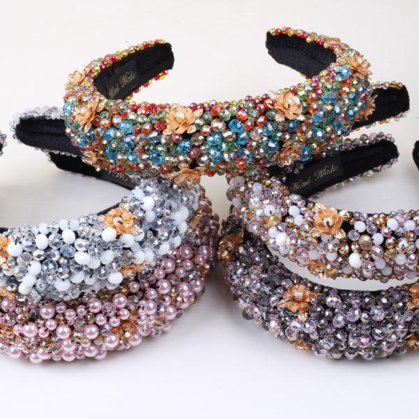 O grampo da faixa principal de faixas do cabelo das senhoras do Natal colore Bling barroco frisado Crystal Headband 11x15cm