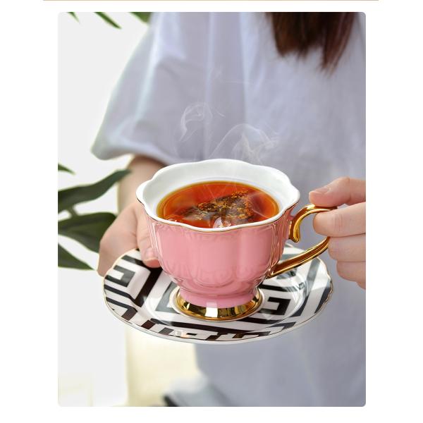 240ml Ceramic Gold Rim Porcelain Turkish Coffee Cups Tea Set Of 6