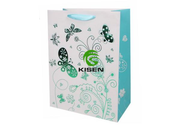 Creative Cosmetic Paper Bag , Embossing Gold Foil Recycled Paper Grocery Bags