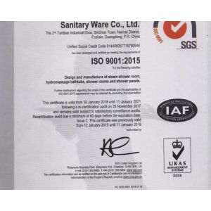 Foshan Nanhai Sannora Sanitary Ware Co., Ltd. Сертификации