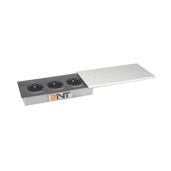 Brush aluminum alloy panel conference table flush mounted socket outlet with sliding cover