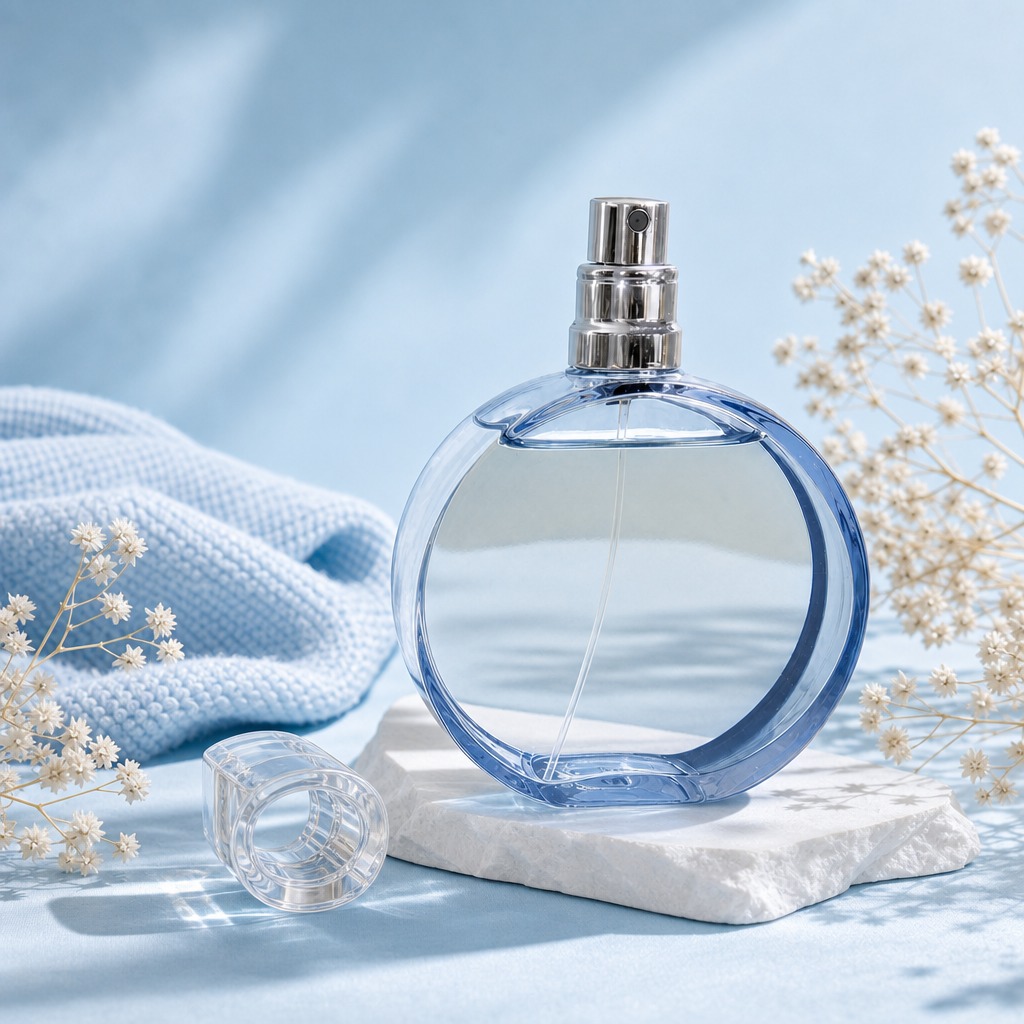 50ml 100ml Glass Perfume Bottles Round Empty Spray Cloud Shaped Cap Crimp Neck