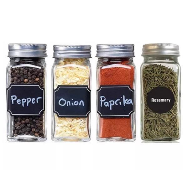 pots carrés d'épice de cuisine de 12pcs 120ml avec des couvercles de Shaker Lids