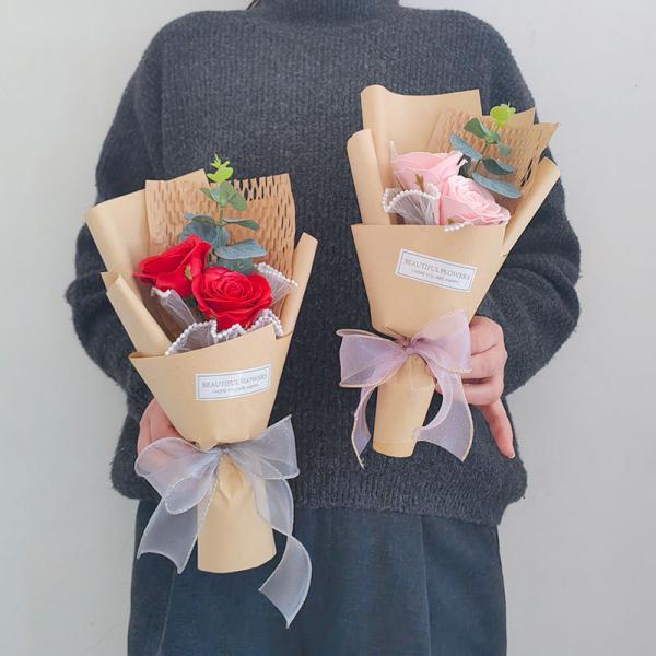 Artificial rose single bar soap bouquet, carnation everlasting flower, festival gift decoration
