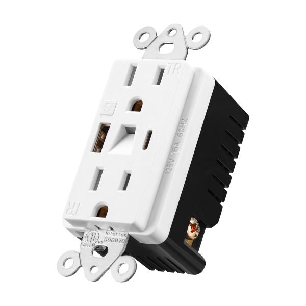 Plastic USB Power Outlets 15A 125V Power Outlet With Night Light