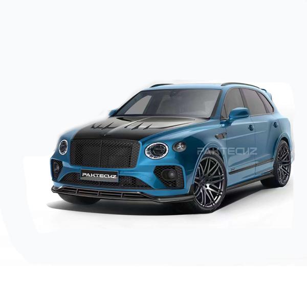 Auto Blue Bentley Bentayga Body Kit Widebody Carbon Fiber Front Lip Diffuser Wing Hood