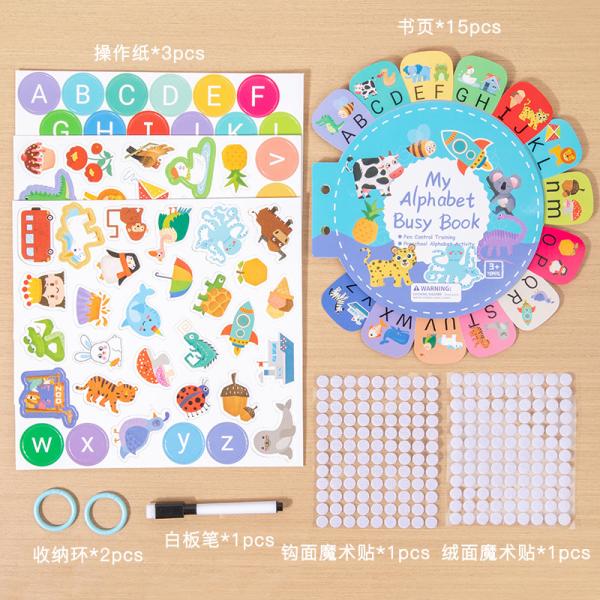 2025 New Design Baby Letters 26 English Letters in Red Words Cognitive Card Children's Paste Book Toy Educations Toys for Kids