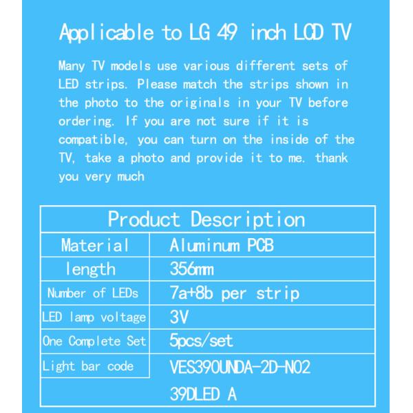 49 дюймовый задний свет для TX-39A300B VES390UNDA-2D-N02 N03 39DLED A B TYPE FINLUX 39FPD274B-T