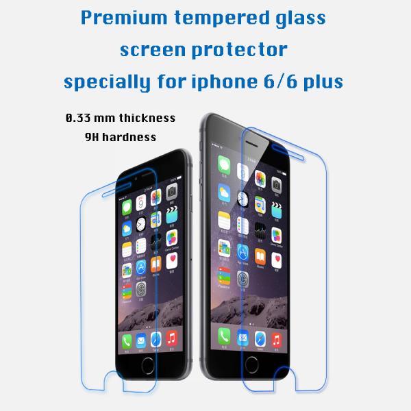 iPhone 6/6 plus 0.33 mm premium tempered glass screen protector 9H high transparency