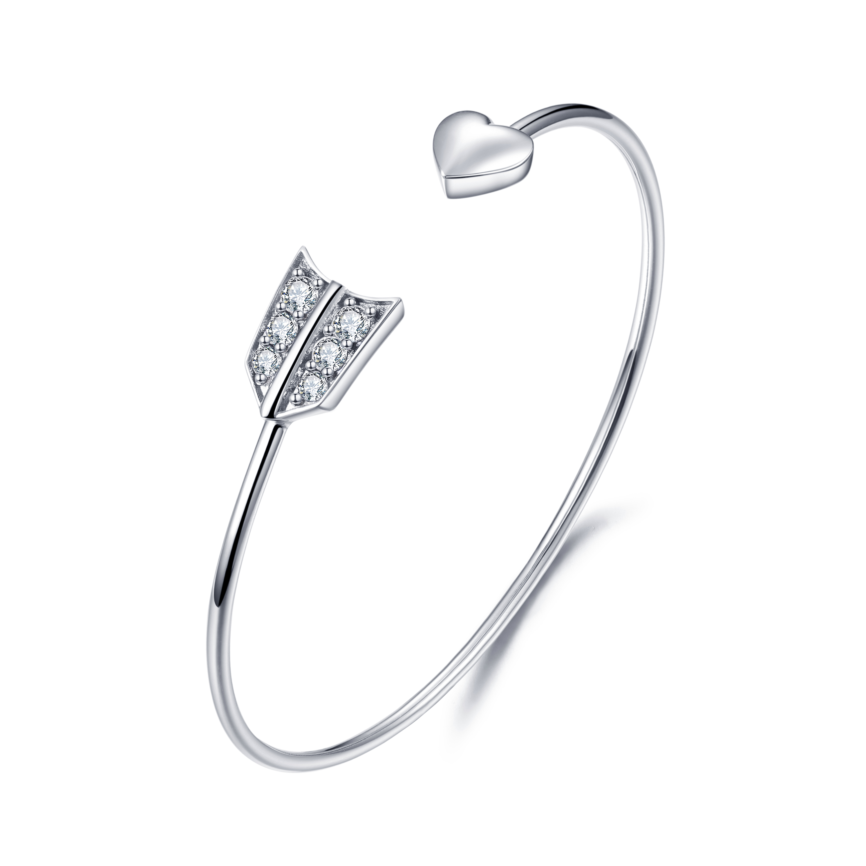 браслеты 5.40g Bangle 1.5mm круглые CZ Handmade стерлинговые серебряные