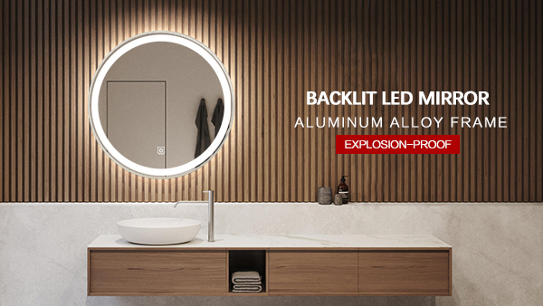 Aluminium Framed LED Round Bathroom Mirror With Smart Touch Screen